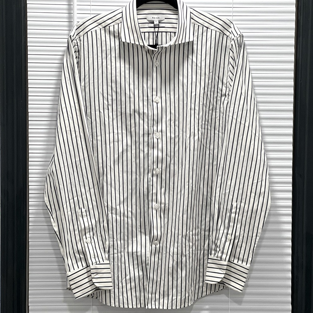 Reiss mens blue and white dress shirt